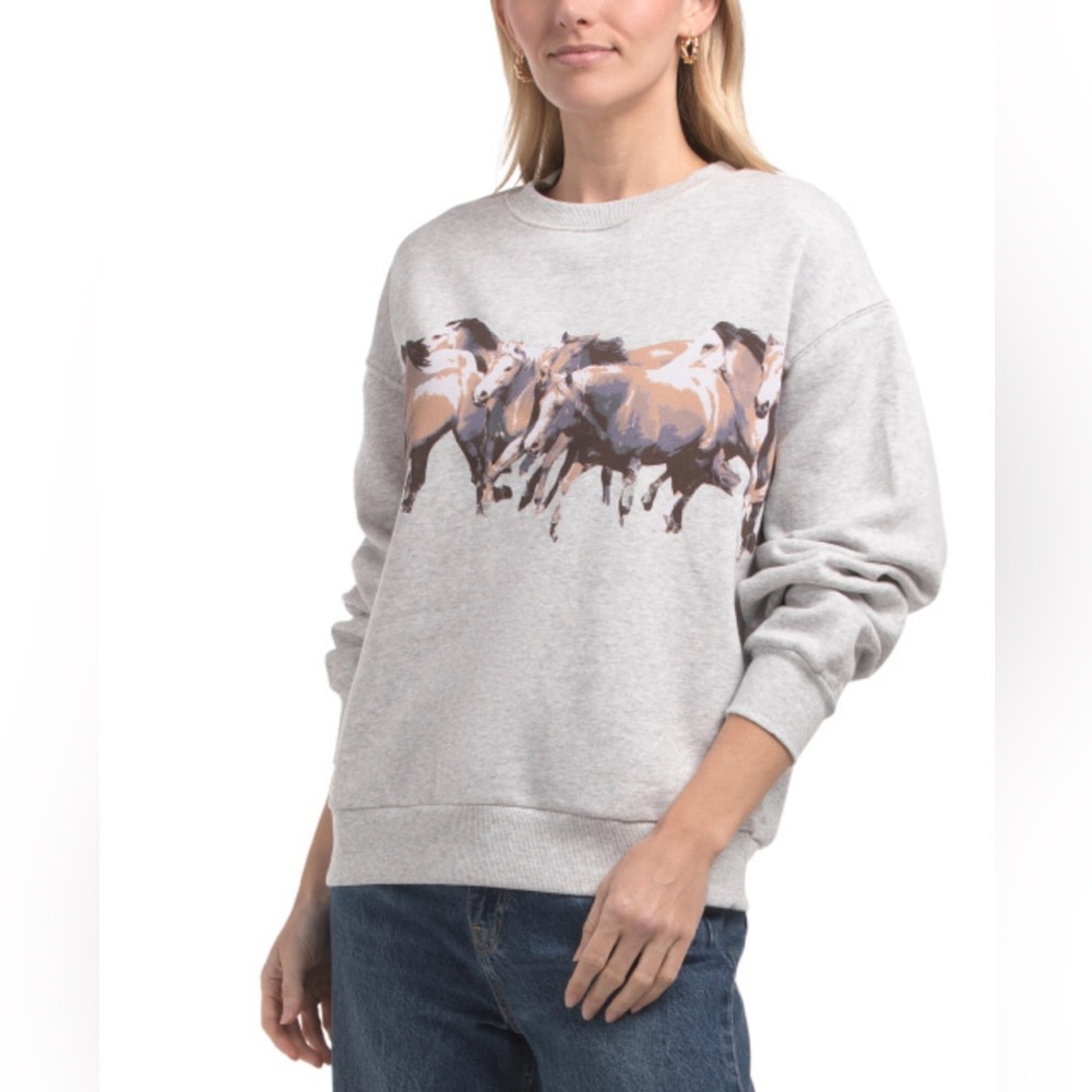 NWT Lazy Sundays Gray Wild horses Sweatshirt - XL